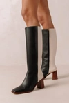 Alohas East Leather Knee High Boot In Black Cream