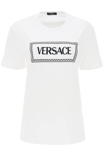 VERSACE T-SHIRT WITH LOGO EMBROIDERY