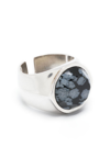 Isabel Marant Logo-engraved Gemstone Ting In Silver