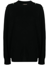 Roberto Cavalli Stud-embellished Crew-neck Jumper In Black