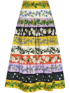 Oscar De La Renta Botanical Stripe Cotton Poplin Skirt In Multicolour