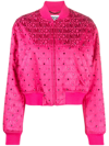 MOSCHINO LOGO-JACQUARD CROPPED BOMBER JACKET