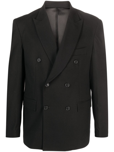 Family First Pinstriped Double-breasted Blazer In Black