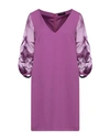 Hanita Woman Mini Dress Mauve Size S Polyester, Silk In Purple