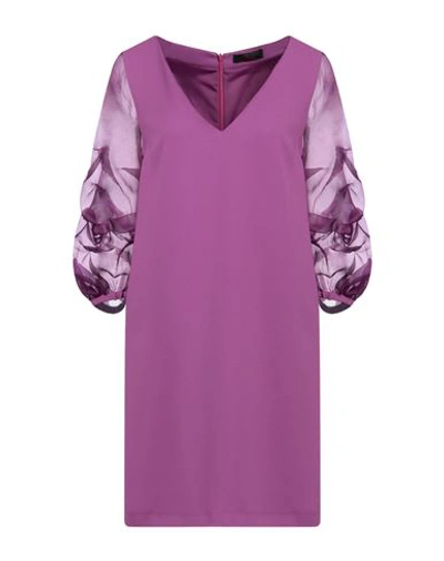 Hanita Woman Mini Dress Mauve Size M Polyester, Silk In Purple