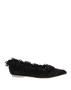 Simone Rocha Woman Ballet Flats Black Size 7 Soft Leather, Textile Fibers