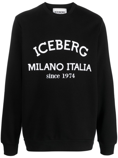 Iceberg Logo-print Cotton Sweatshirt In Black