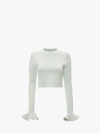 Jw Anderson J.w. Anderson Cropped Ruffled Sleeve Jumper In Green