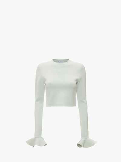 Jw Anderson Ruffle-detail Cropped Top In Green