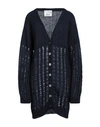 Erika Cavallini Woman Cardigan Midnight Blue Size L Mohair Wool, Polyamide, Wool