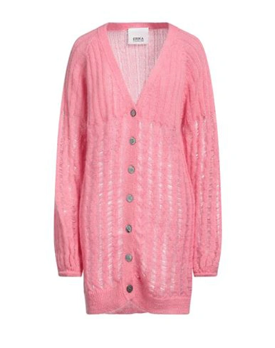 Erika Cavallini Woman Cardigan Pink Size M Mohair Wool, Polyamide, Wool