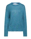 Kaos Woman Sweater Azure Size M Polyester, Polyamide, Mohair Wool, Alpaca Wool In Blue