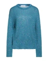 Kaos Woman Sweater Azure Size L Polyester, Polyamide, Mohair Wool, Alpaca Wool In Blue