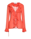 Msgm Woman Shirt Orange Size 6 Polyester