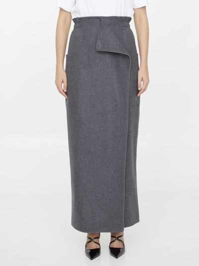 Max Mara Messina Wraparound Skirt In Grey