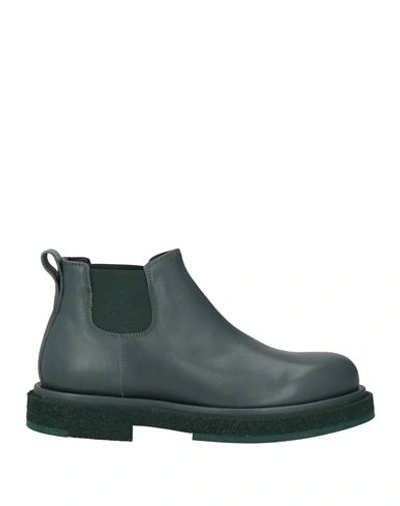 Officine Creative Italia Woman Ankle Boots Deep Jade Size 10 Soft Leather In Green
