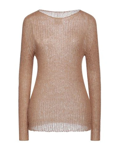 Pink Memories Woman Sweater Camel Size 8 Acrylic, Mohair Wool, Polyamide, Wool In Beige