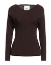 Erika Cavallini Woman Sweater Dark Brown Size S Virgin Wool