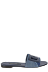 Dolce & Gabbana Dg-logo Patchwork-denim Sandals In Navy