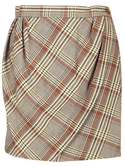 Vivienne Westwood Meghan Pleated Checked-tweed Mini Skirt In Multicolor