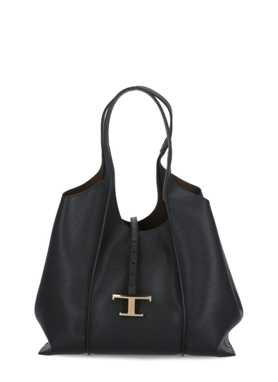 Tod's T Timeless Shopping Bag In Black