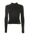 MICHAEL KORS WOOL SWEATER WITH LOGO PLAQUE