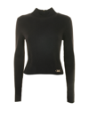 Michael Kors Merino Wool Blend Rib Turtleneck Sweater In Black
