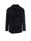 Hevo Trani Blue Double-breasted Coat In Blue