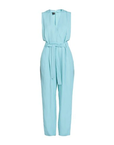 Pinko Woman Jumpsuit Sky Blue Size 2 Viscose, Linen