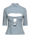 Jacquemus Woman Top Slate Blue Size 2 Virgin Wool, Elastane