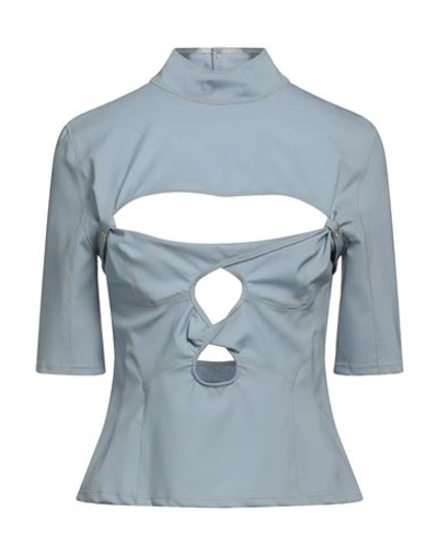 Jacquemus Woman T-shirt Slate Blue Size 6 Virgin Wool, Elastane