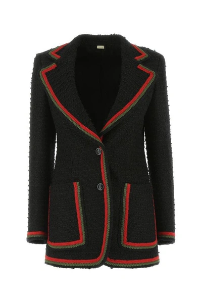 Gucci Black Contrast-trim Single-breasted Blazer