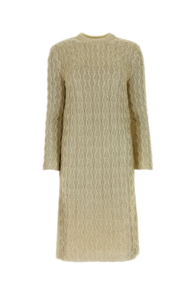 Gucci Woman Gold Viscose Blend Dress In Cream