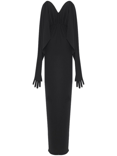 Saint Laurent Strapless Glove Dress In Black