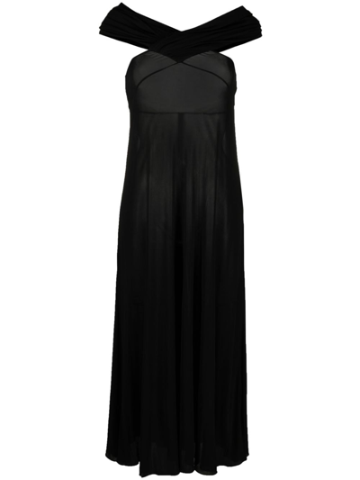 Saint Laurent Off-shoulder Maxi Dress In Schwarz