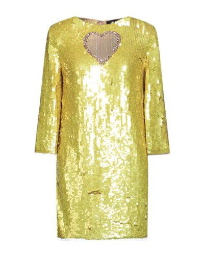Elisabetta Franchi Woman Mini Dress Mustard Size 4 Polyamide, Plastic, Synthetic Stone In Yellow