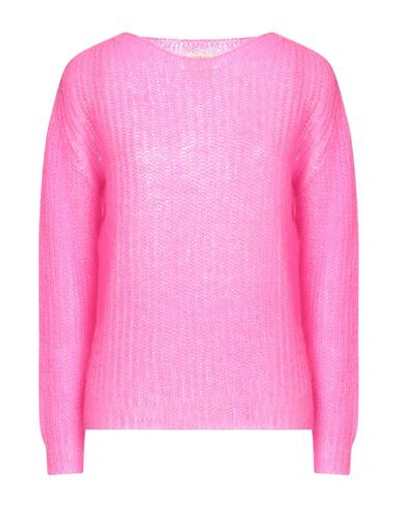 Pink Memories Woman Sweater Fuchsia Size 8 Acrylic, Mohair Wool, Polyamide, Wool In Pink