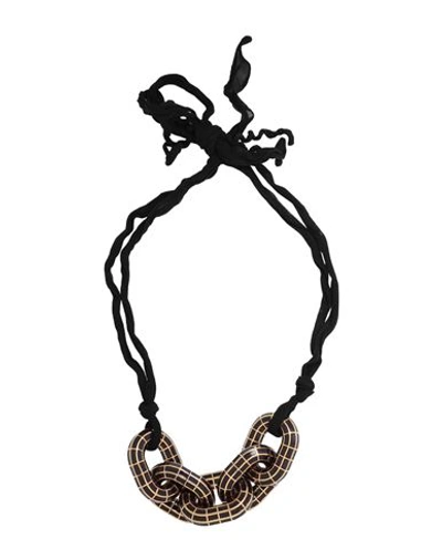 Jil Sander Woman Necklace Black Size - Metal, Textile Fibers