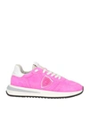 Philippe Model Woman Sneakers Fuchsia Size 6 Leather, Textile Fibers In Pink