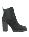 Hogan Woman Ankle Boots Black Size 8 Leather, Textile Fibers In Black
