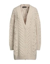 Icona By Kaos Woman Cardigan Ivory Size S Acrylic, Viscose, Wool, Alpaca Wool In White