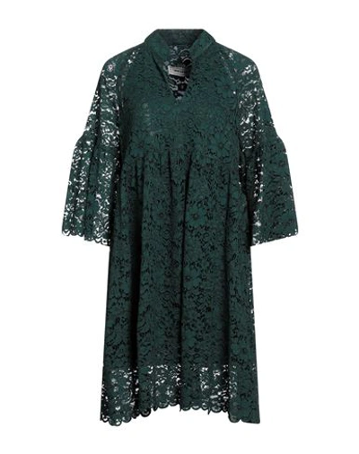 Shirtaporter Woman Mini Dress Dark Green Size 10 Cotton, Viscose, Polyamide