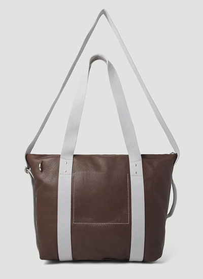 Rick Owens Trolley Leather Tote Bag In Brown