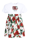 Dolce & Gabbana Rose-print Cotton Midi-dress In Pink