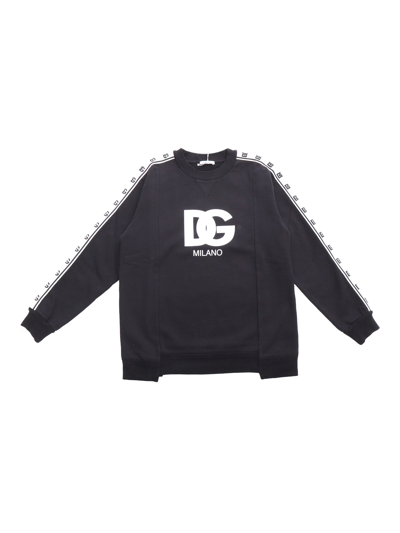 Dolce & Gabbana Kids' Logo-embossed Stripe-detail Sweatshirt In Black