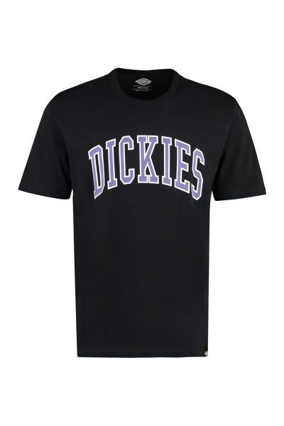 Dickies Solid Color Crew-neck T-shirt With Printed Logo In Black