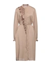 Twinset Woman Midi Dress Camel Size 10 Polyester In Beige