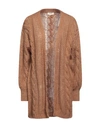 Vicolo Woman Cardigan Camel Size Onesize Acrylic, Mohair Wool, Polyamide In Beige