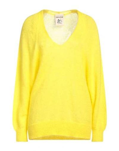 Semicouture Woman Sweater Yellow Size S Acrylic, Polyamide, Mohair Wool