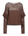 Vicolo Woman Sweater Brown Size Onesize Cotton, Acrylic